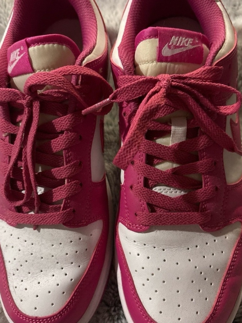 Nike Pink and White Low-Top Sneakers